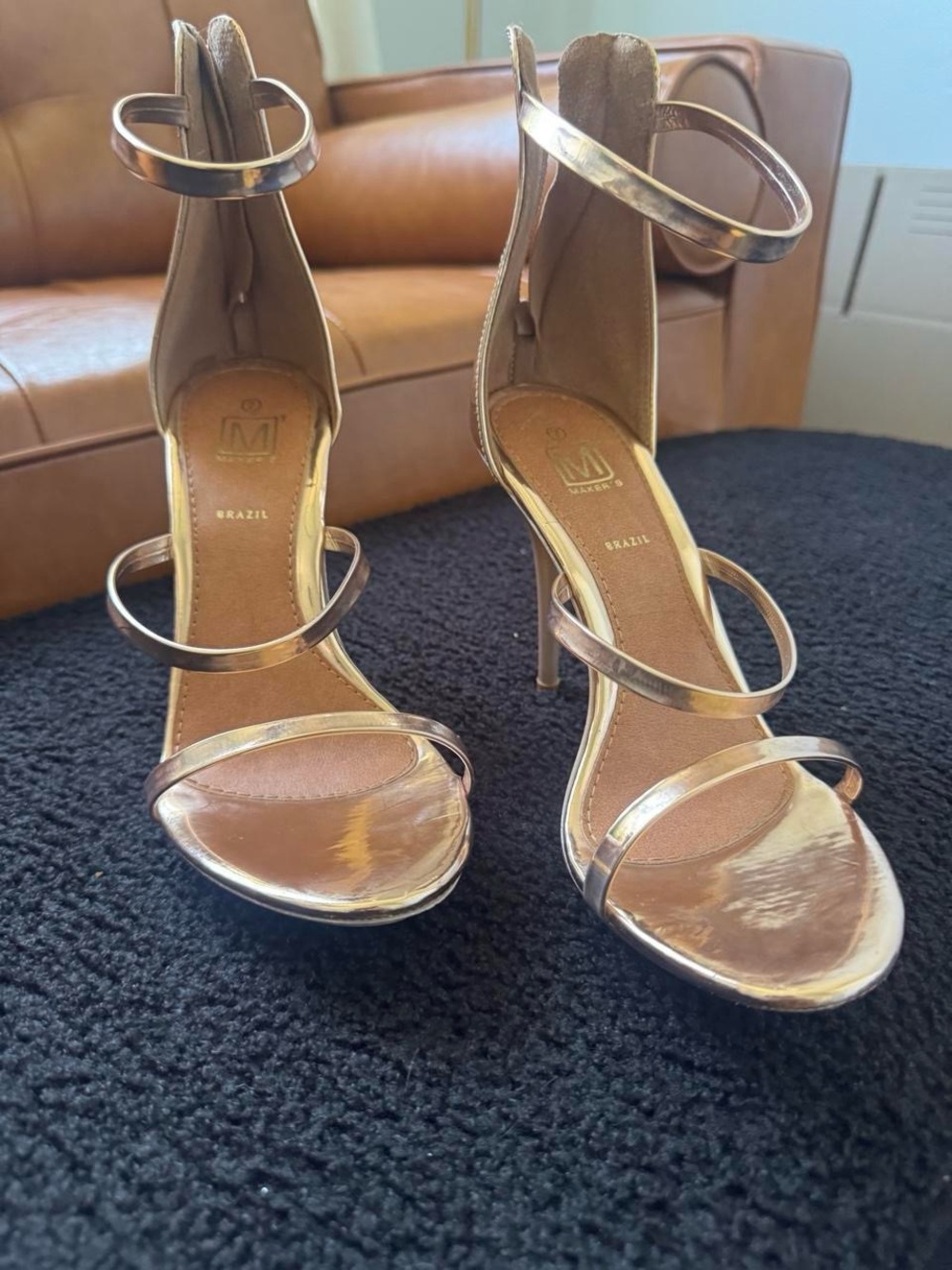 Gorgeous šMetallic Copper Strappy Stiletto Sandals - Picture 5 of 6